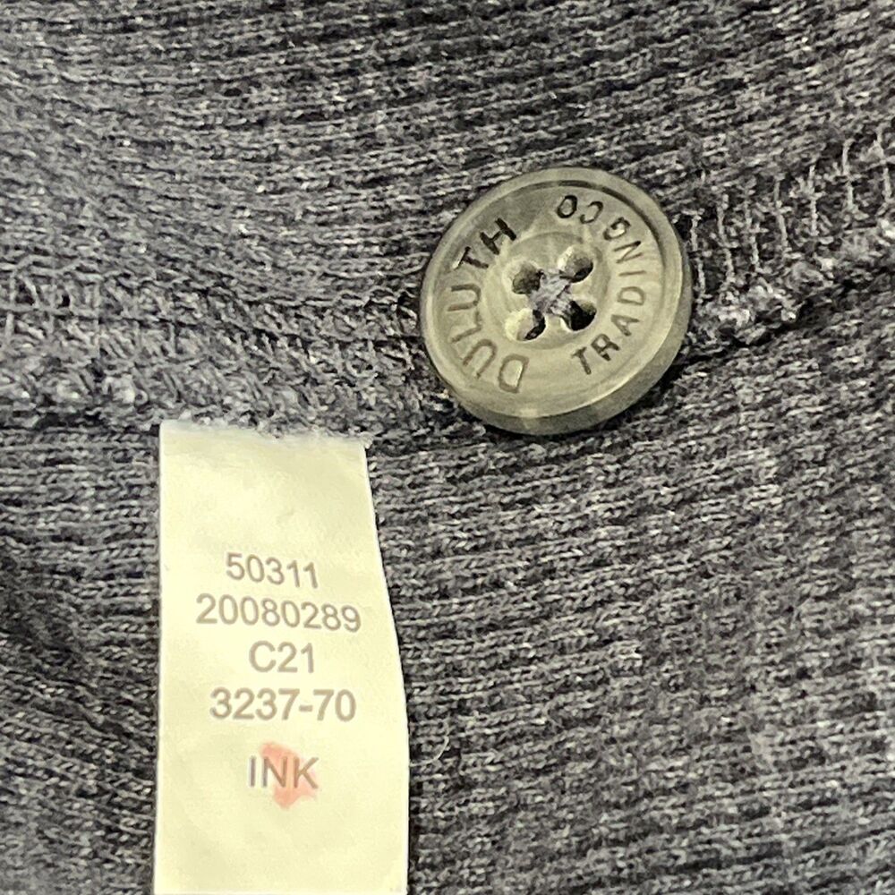 Duluth Trading Burly Thermal Standard Fit Henley Shirt Mens Medium Gray Ink EUC - Picture 8 of 8